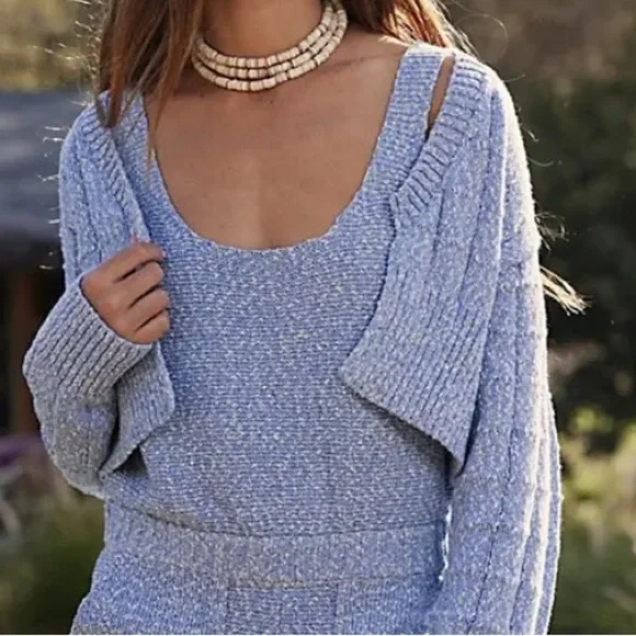 Free People BEACH Declan Sweater Set in Morrocan Blue - Picture 3 of 13